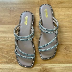 Cushionaire Rhinestones Slide Sandals